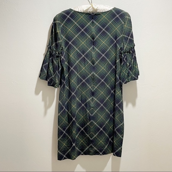 THE SAVILE ROW Women’s Glen Green Plaid Flutter Sleeve Dress - Picture 2 of 7